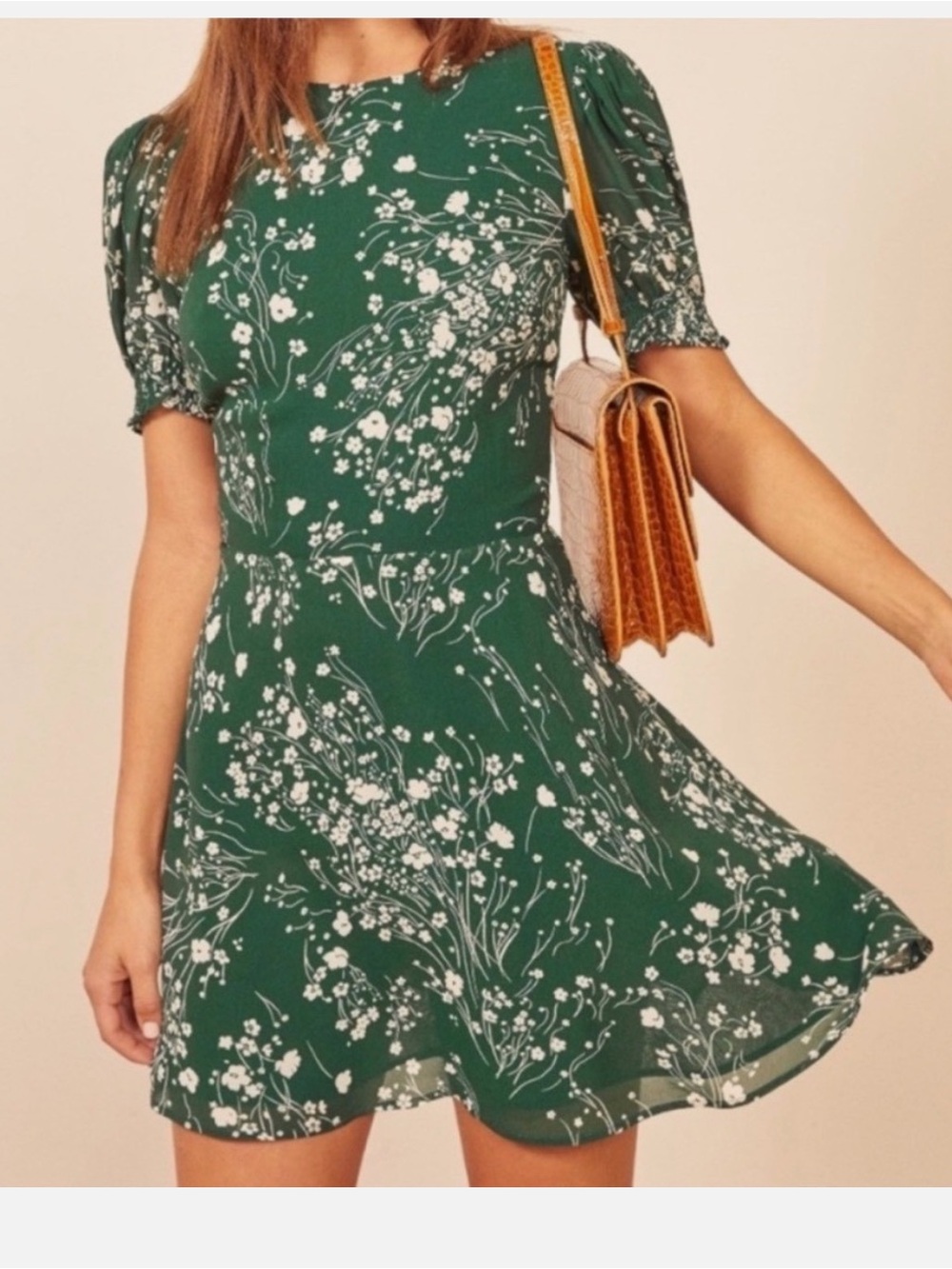 Reformation Irma Floral Lake Green Mini Dress Size 2